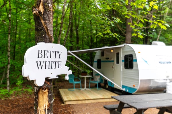Betty White Retro Camper at Alpine Garden