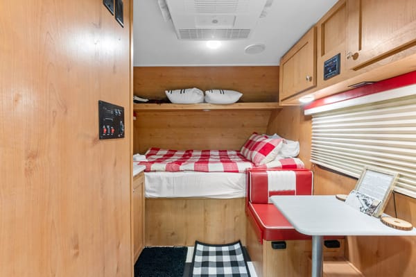 Bonnie Red Retro Camper at Alpine Garden